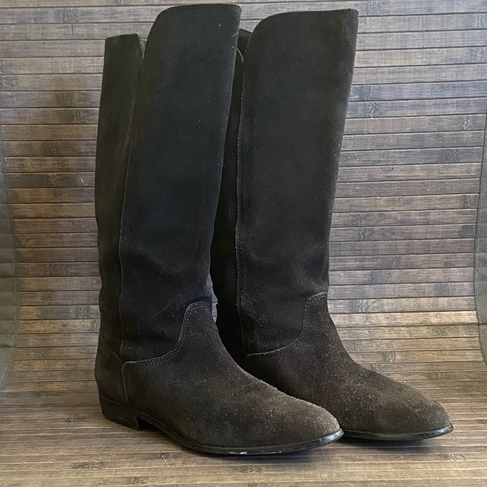 Vintage Cappagallo Black Suede Mid Calf Boots Size 8 P